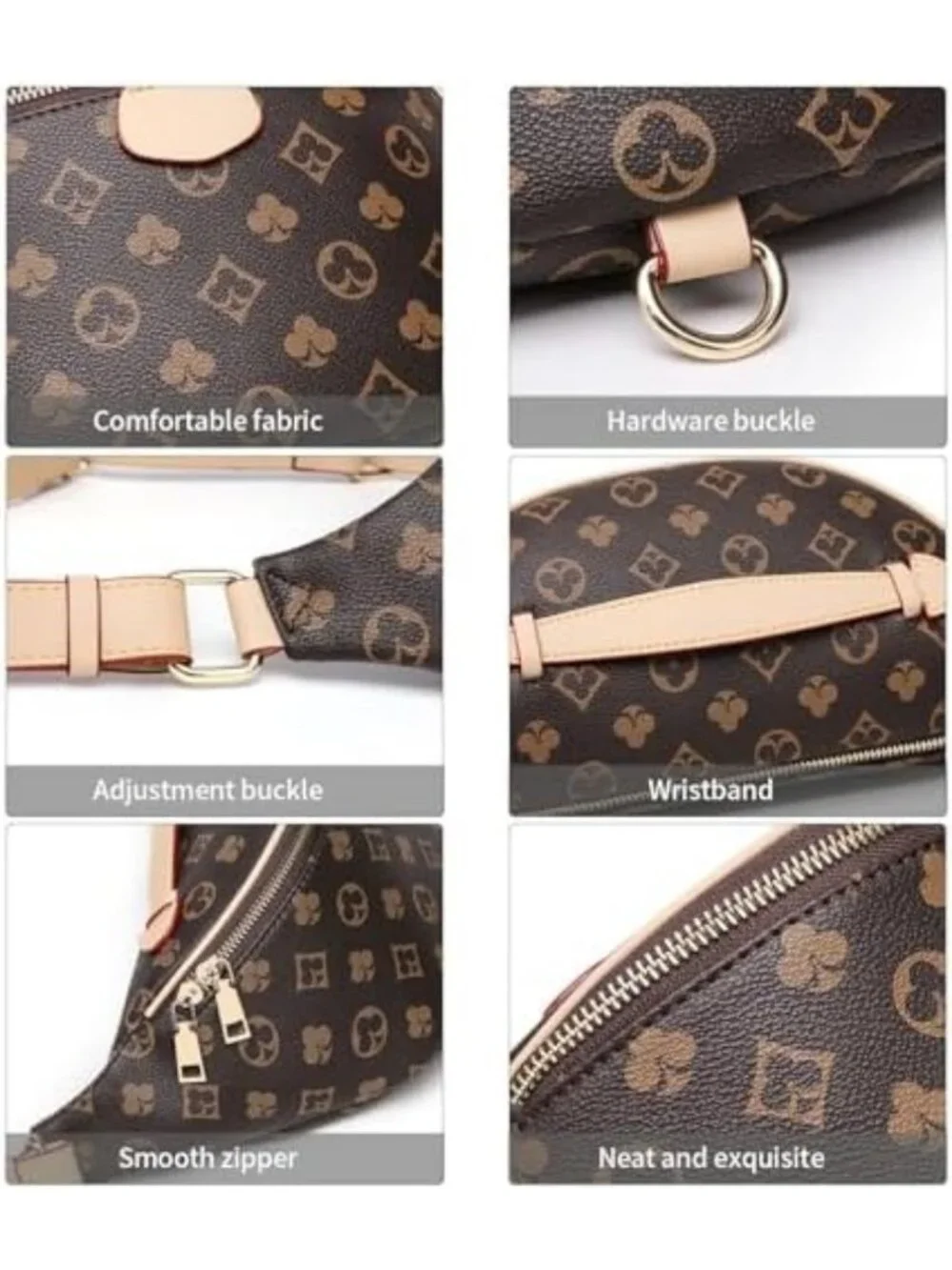 Vintage Monogram Fanny Pack | Convertible Crossbody Waist Bag for Travel & Daily
